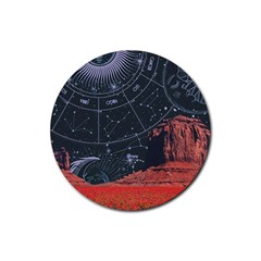 Astrology Surreal Surrealism Trippy Visual Art Rubber Round Coaster (4 Pack) by Bedest