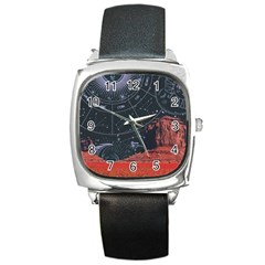 Astrology Surreal Surrealism Trippy Visual Art Square Metal Watch by Bedest