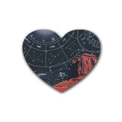 Astrology Surreal Surrealism Trippy Visual Art Rubber Coaster (heart) by Bedest