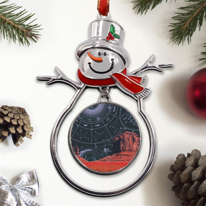 Astrology Surreal Surrealism Trippy Visual Art Metal Snowman Ornament