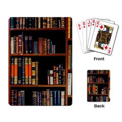 Assorted Title Of Books Piled In The Shelves Assorted Book Lot Inside The Wooden Shelf Playing Cards Single Design (rectangle)