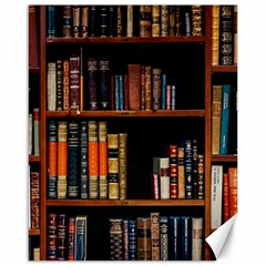 Assorted Title Of Books Piled In The Shelves Assorted Book Lot Inside The Wooden Shelf Canvas 16  X 20  by Bedest