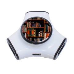 Assorted Title Of Books Piled In The Shelves Assorted Book Lot Inside The Wooden Shelf 3-port Usb Hub by Bedest