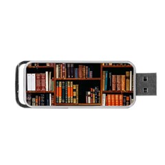 Assorted Title Of Books Piled In The Shelves Assorted Book Lot Inside The Wooden Shelf Portable Usb Flash (one Side) by Bedest