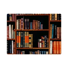 Assorted Title Of Books Piled In The Shelves Assorted Book Lot Inside The Wooden Shelf Premium Plush Fleece Blanket (mini) by Bedest