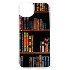 Assorted Title Of Books Piled In The Shelves Assorted Book Lot Inside The Wooden Shelf Iphone 15 Pro Tpu Uv Print Case by Bedest