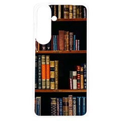 Assorted Title Of Books Piled In The Shelves Assorted Book Lot Inside The Wooden Shelf Samsung Galaxy S24 6 2 Inch Tpu Uv Case by Bedest