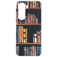 Assorted Title Of Books Piled In The Shelves Assorted Book Lot Inside The Wooden Shelf Samsung Galaxy S24 Plus 6 7 Inch Black Tpu Uv Case by Bedest