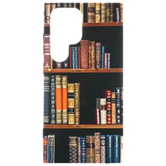 Assorted Title Of Books Piled In The Shelves Assorted Book Lot Inside The Wooden Shelf Samsung Galaxy S24 Ultra 6 9 Inch Black Tpu Uv Case by Bedest