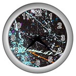 Abstract Colorful Texture Wall Clock (Silver) Front