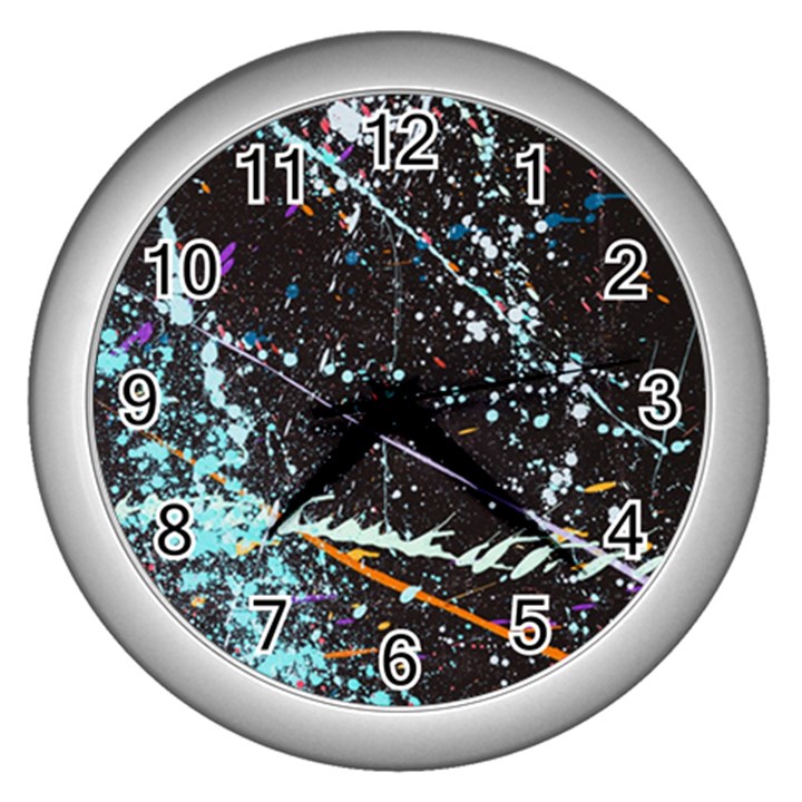 Abstract Colorful Texture Wall Clock (Silver)