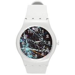 Abstract Colorful Texture Round Plastic Sport Watch (m) by Bedest