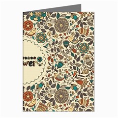 Seamless Pattern With Flower Birds Greeting Cards (pkg Of 8)