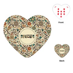 Seamless Pattern With Flower Birds Playing Cards Single Design (heart)