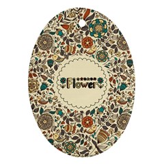 Seamless Pattern With Flower Birds Oval Ornament (two Sides) by Bedest