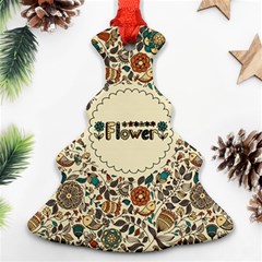 Seamless Pattern With Flower Birds Christmas Tree Ornament (two Sides)