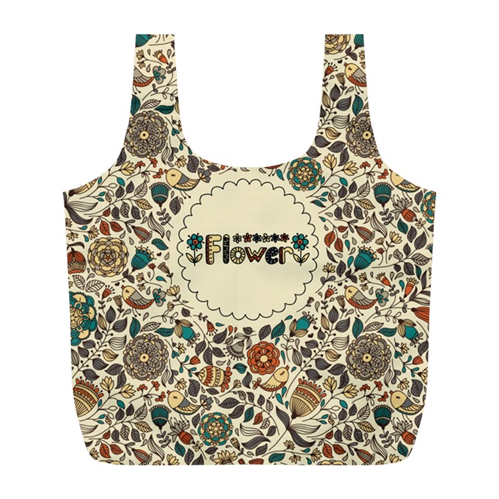 Seamless Pattern With Flower Birds Full Print Recycle Bag (L)