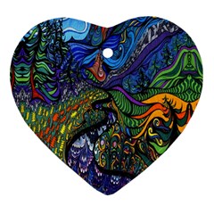 Psychedelic Digital Art Artwork Landscape Colorful Ornament (heart) by Bedest