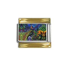 Psychedelic Digital Art Artwork Landscape Colorful Gold Trim Italian Charm (9mm) by Bedest