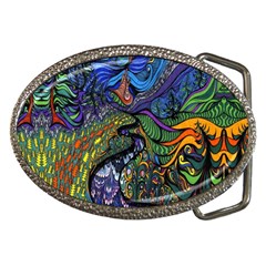 Psychedelic Digital Art Artwork Landscape Colorful Belt Buckles by Bedest