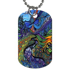 Psychedelic Digital Art Artwork Landscape Colorful Dog Tag (one Side) by Bedest