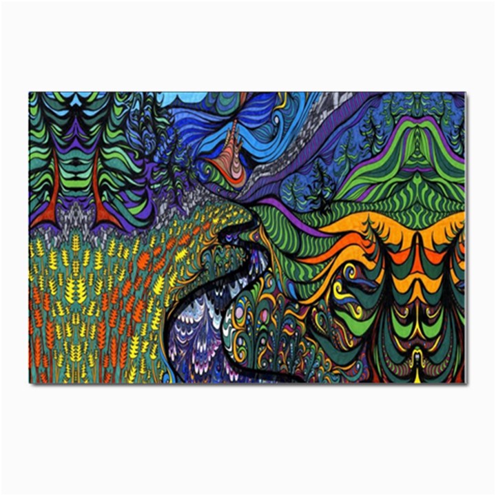 Psychedelic Digital Art Artwork Landscape Colorful Postcard 4 x 6  (Pkg of 10)