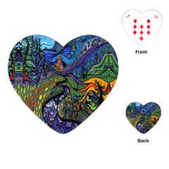 Psychedelic Digital Art Artwork Landscape Colorful Playing Cards Single Design (heart)