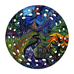 Psychedelic Digital Art Artwork Landscape Colorful Round Filigree Ornament (two Sides) by Bedest