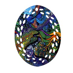 Psychedelic Digital Art Artwork Landscape Colorful Oval Filigree Ornament (two Sides) by Bedest