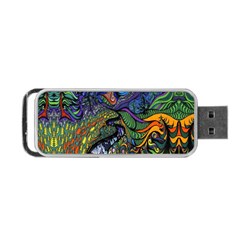 Psychedelic Digital Art Artwork Landscape Colorful Portable Usb Flash (two Sides) by Bedest