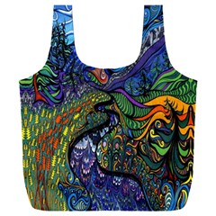 Psychedelic Digital Art Artwork Landscape Colorful Full Print Recycle Bag (xxxl) by Bedest