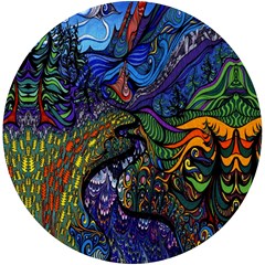 Psychedelic Digital Art Artwork Landscape Colorful Uv Print Round Tile Coaster by Bedest