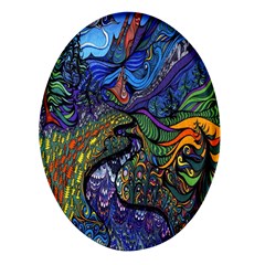 Psychedelic Digital Art Artwork Landscape Colorful Oval Glass Fridge Magnet (4 Pack) by Bedest