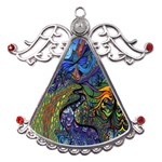 Psychedelic Digital Art Artwork Landscape Colorful Metal Angel with Crystal Ornament Front