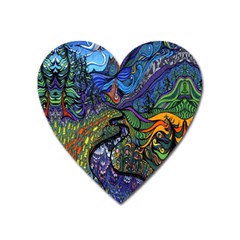 Psychedelic Digital Art Artwork Landscape Colorful Heart Magnet by Bedest