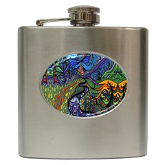 Psychedelic Digital Art Artwork Landscape Colorful Hip Flask (6 Oz) by Bedest