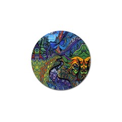 Psychedelic Digital Art Artwork Landscape Colorful Golf Ball Marker by Bedest