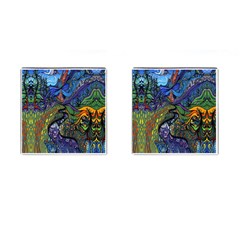 Psychedelic Digital Art Artwork Landscape Colorful Cufflinks (square) by Bedest