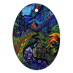 Psychedelic Digital Art Artwork Landscape Colorful Oval Ornament (two Sides) by Bedest