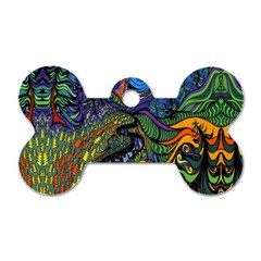 Psychedelic Digital Art Artwork Landscape Colorful Dog Tag Bone (two Sides) by Bedest