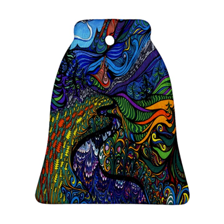 Psychedelic Digital Art Artwork Landscape Colorful Ornament (Bell)