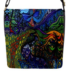 Psychedelic Digital Art Artwork Landscape Colorful Flap Closure Messenger Bag (s) by Bedest