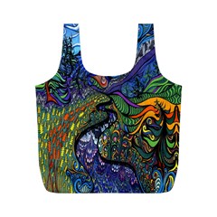 Psychedelic Digital Art Artwork Landscape Colorful Full Print Recycle Bag (m) by Bedest