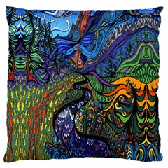 Psychedelic Digital Art Artwork Landscape Colorful Large Premium Plush Fleece Cushion Case (two Sides) by Bedest