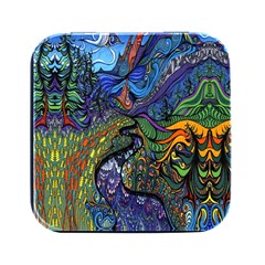 Psychedelic Digital Art Artwork Landscape Colorful Square Metal Box (black) by Bedest