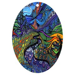 Psychedelic Digital Art Artwork Landscape Colorful Uv Print Acrylic Ornament Oval by Bedest