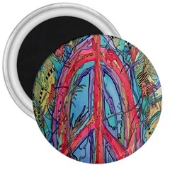 Artistic Psychedelic Hippie Peace Sign Trippy 3  Magnets by Bedest