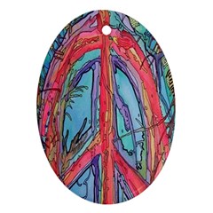 Artistic Psychedelic Hippie Peace Sign Trippy Ornament (oval)