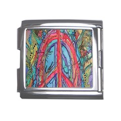 Artistic Psychedelic Hippie Peace Sign Trippy Mega Link Italian Charm (18mm)