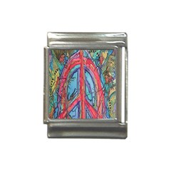 Artistic Psychedelic Hippie Peace Sign Trippy Italian Charm (13mm) by Bedest